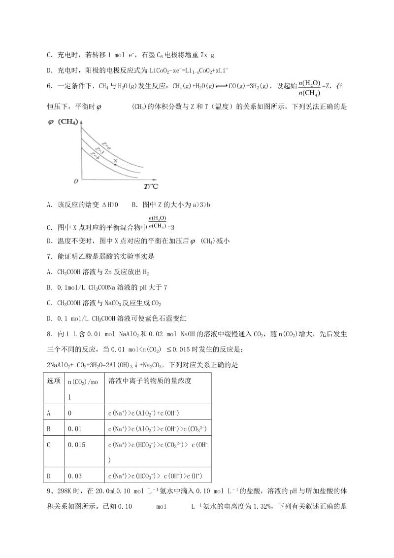 高二化学上学期第二次阶段考试试题_第2页