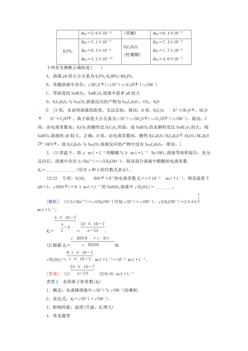 高考化学一轮复习 专题讲座4 水溶液中的四大常数及其应用教师用书 新人教版_第2页