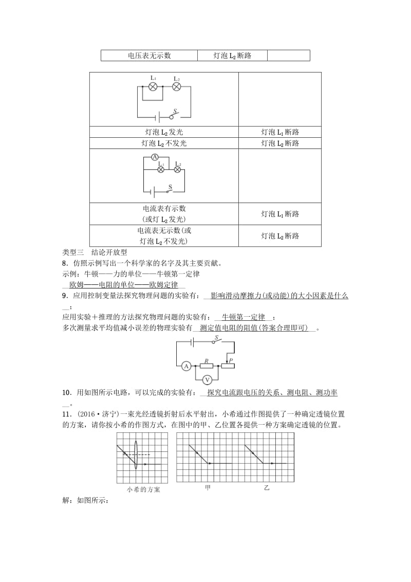 中考物理 第2篇 专题二 开放题试题1_第3页