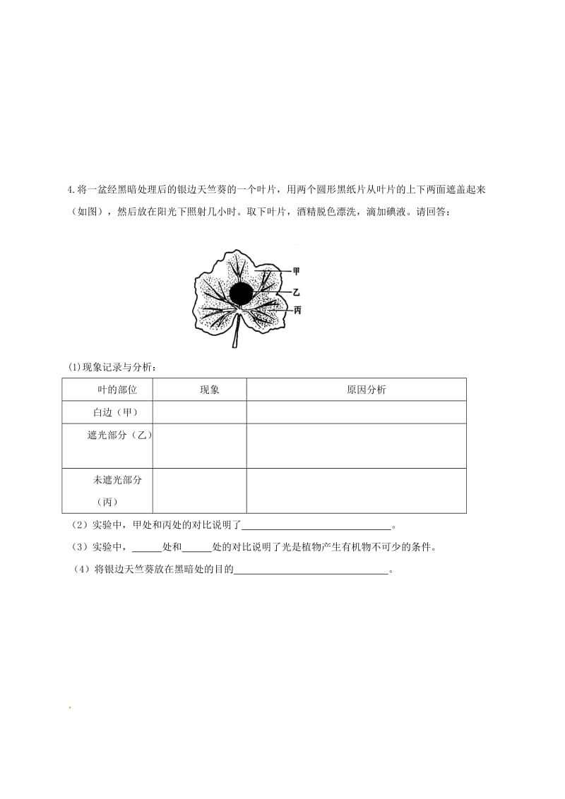 七年级生物上册 4_1 植物的光合作用学案（新版）苏科版_第2页