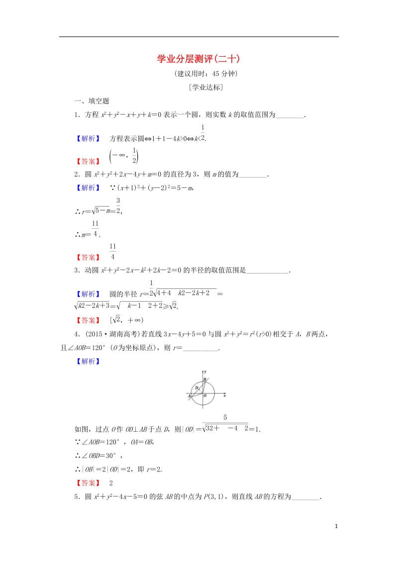 2016-2017学年高中数学学业分层测评20苏教版必修2_第1页