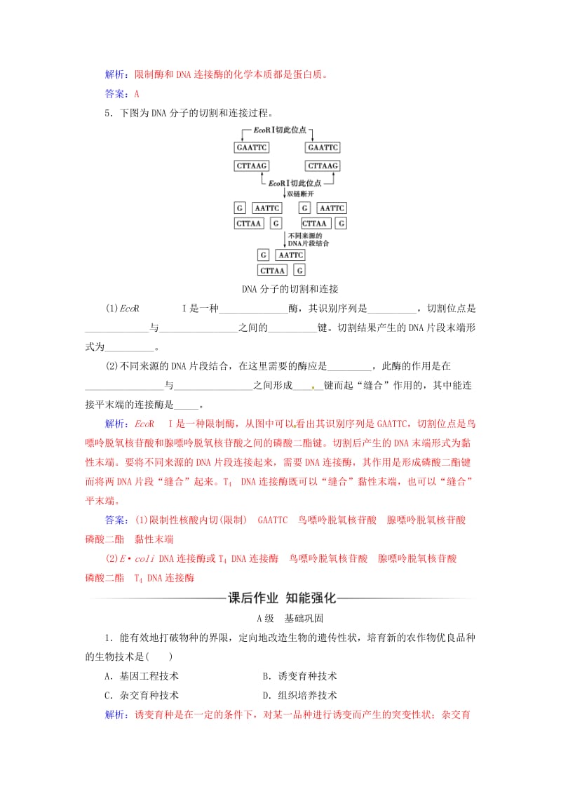 高中生物 专题1 基因工程 11_ DNA重组技术的基本工具练习 新人教版选修3_第2页