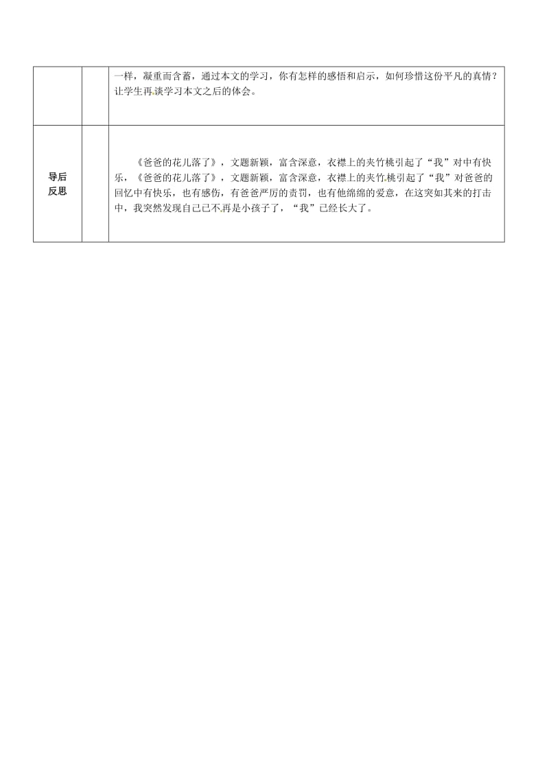 七年级语文上册 第二单元 第6课《爸爸的花落了》教案1 河大版_第3页