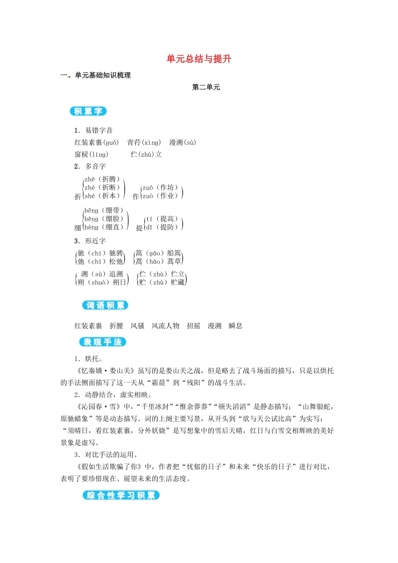 九年级语文下册 第2单元总结与提升 （新版）语文版_第1页