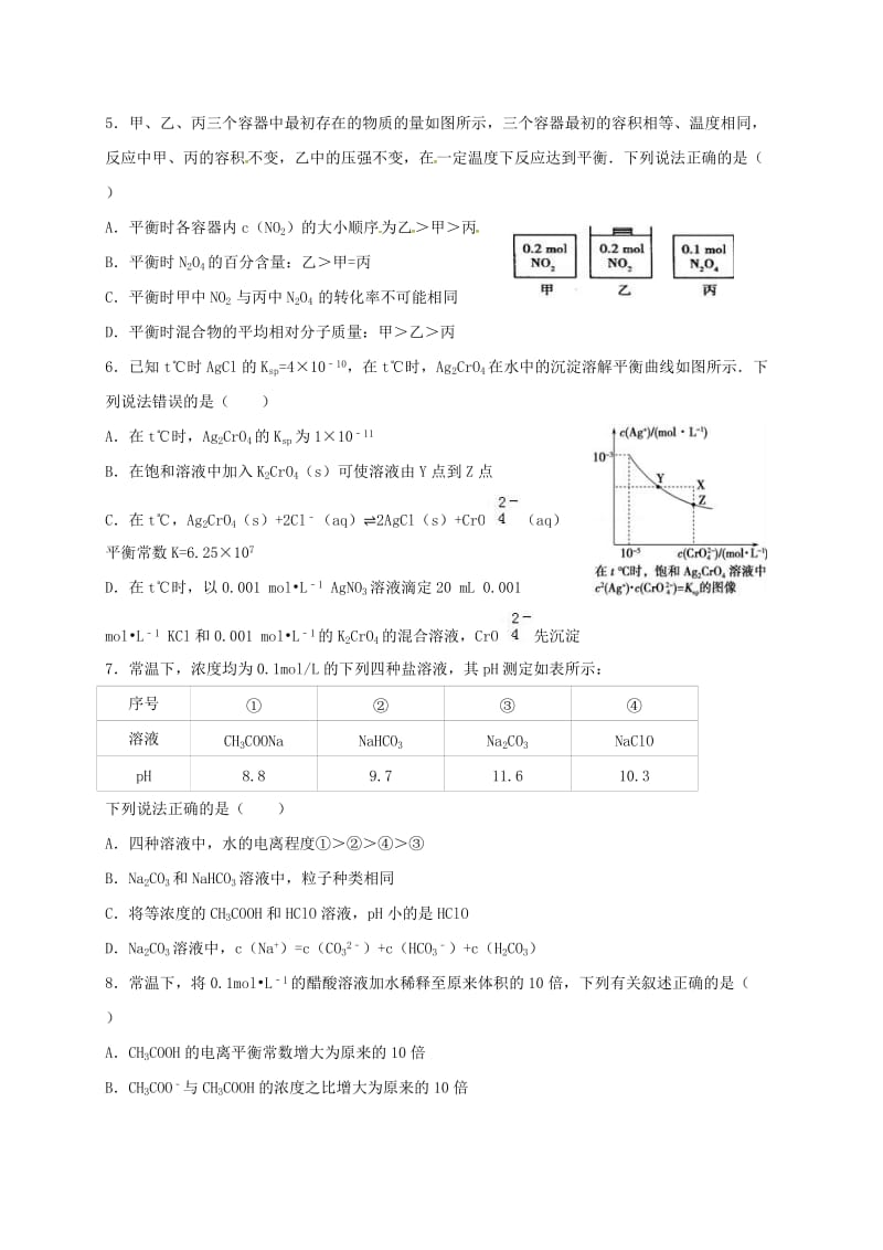 高二化学上学期第十八周周练试题_第2页