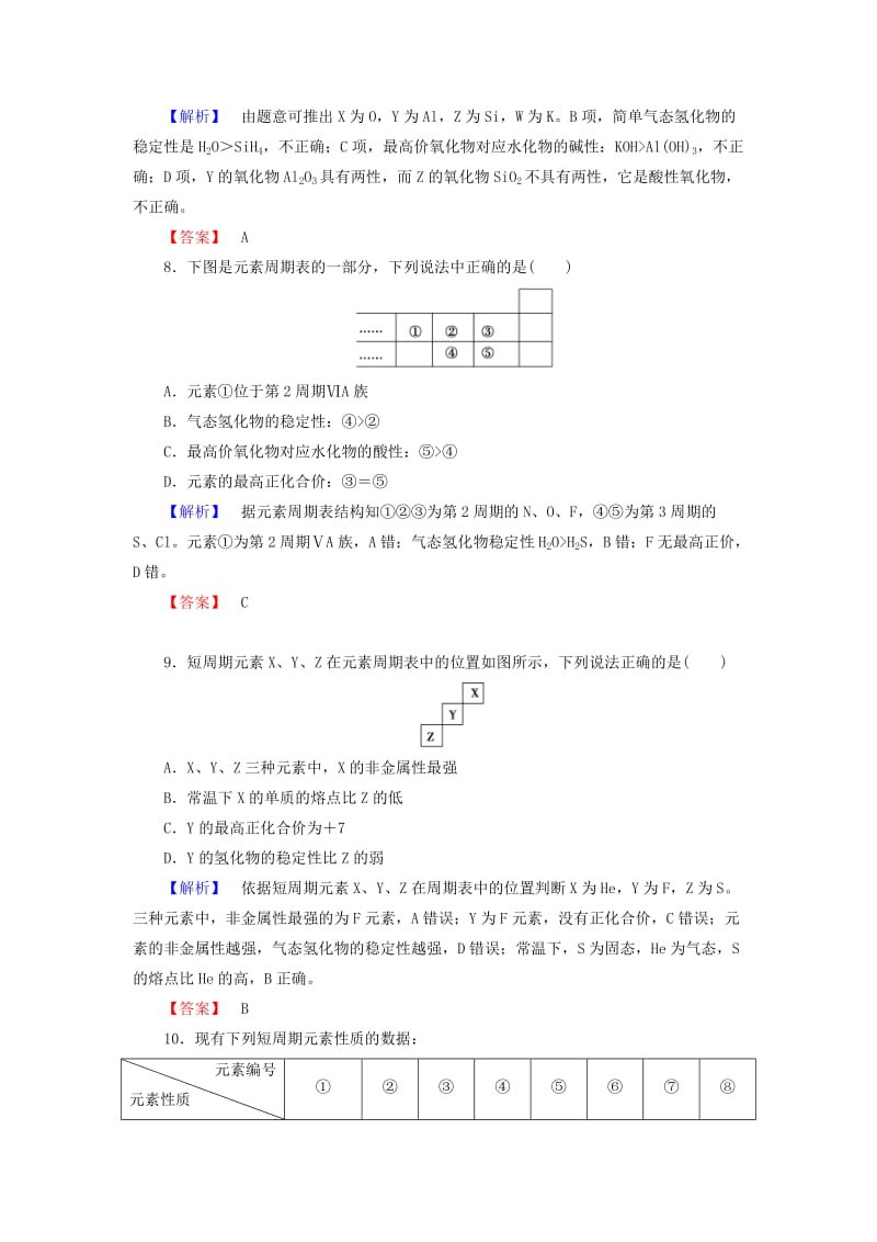 高中化学 专题1 微观结构与物质的多样性 第1单元 核外电子排布与周期律（第3课时）元素周期表及其应用学业分层测评 苏教版_第3页