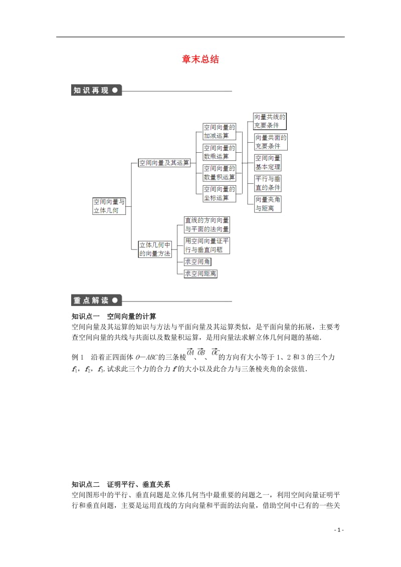 2016-2017学年高中数学第二章空间向量与立体几何章末总结北师大版选修_第1页