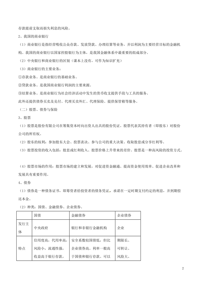 高考政治（精讲+精练+精析）专题06 投资理财的选择试题（含解析）1_第2页