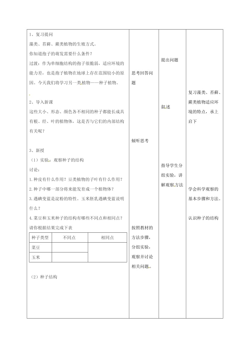 七年级生物上册 3_1_2 种子植物教案1 （新版）新人教版_第2页