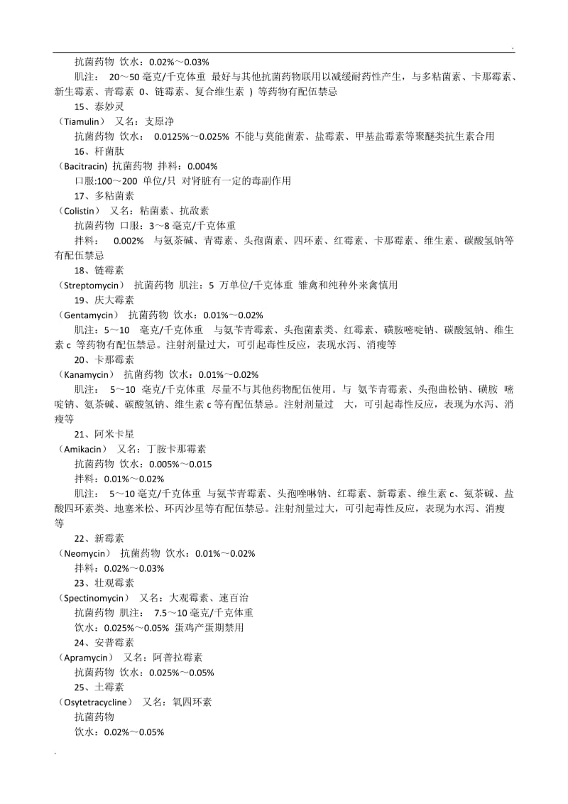 家禽常用药物用法用量简表_第2页