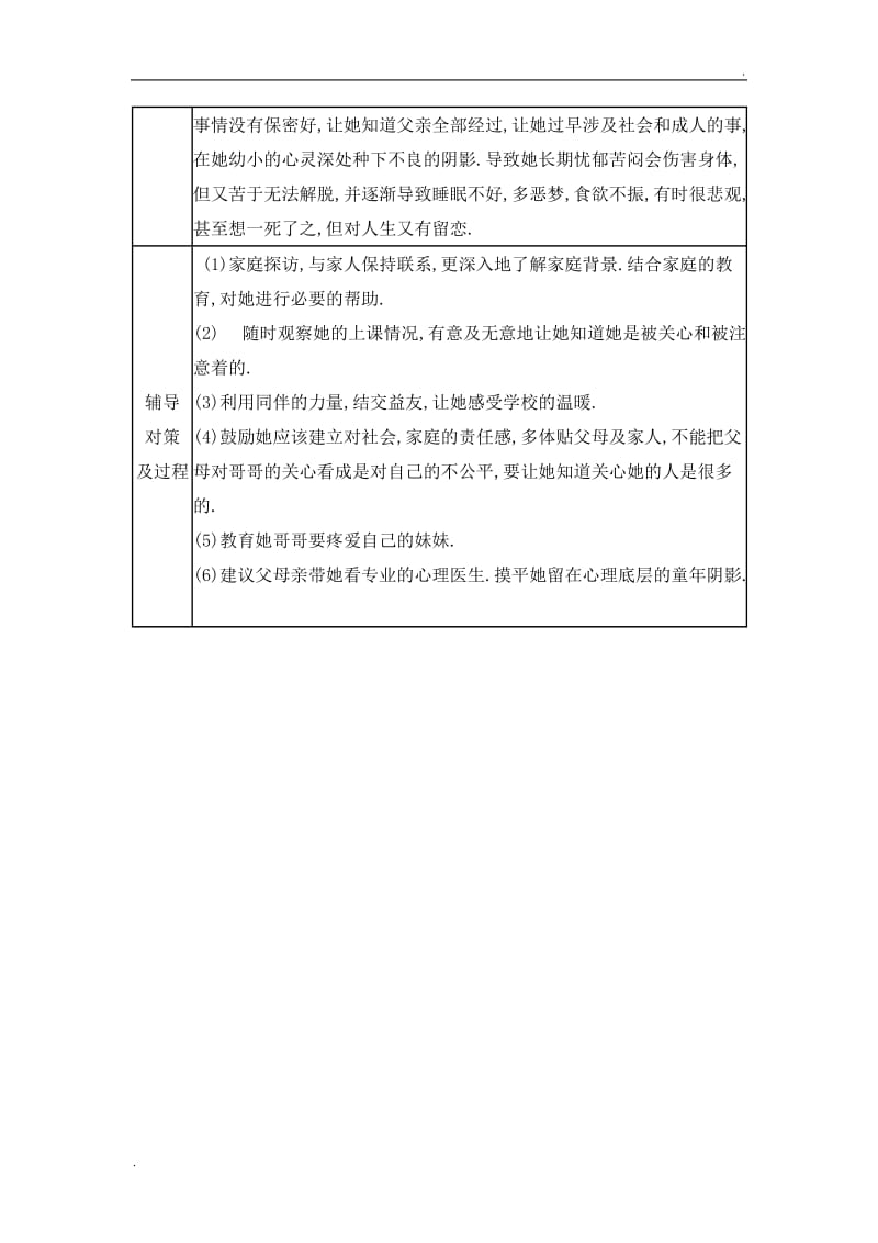 学生心理健康教育个案辅导记录表 第一学期_第3页