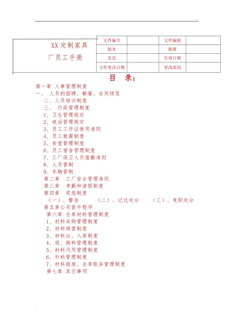 定制家具厂员工手册_第1页