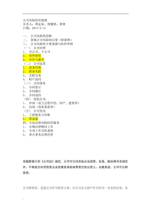 公司風(fēng)險(xiǎn)防控提綱