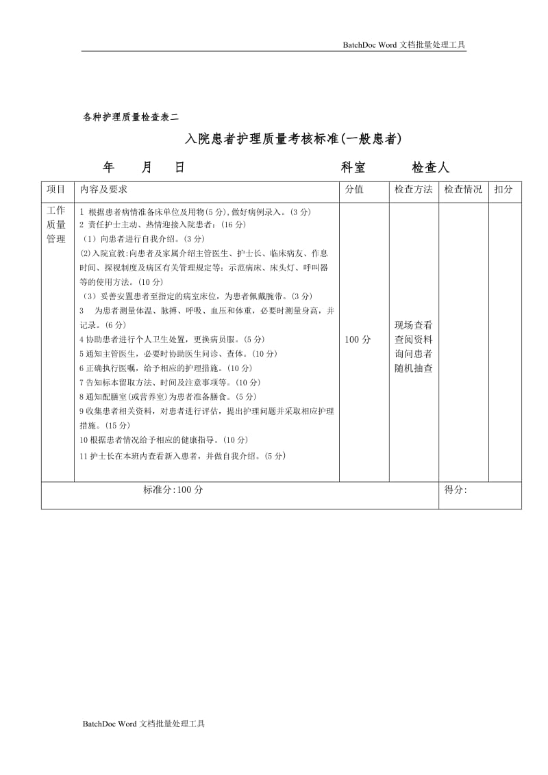 各种护理质量检查表一_第3页