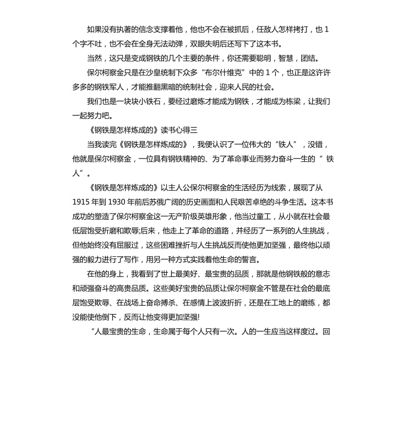 《钢铁是怎样炼成的》读书心得5篇（八）_第3页