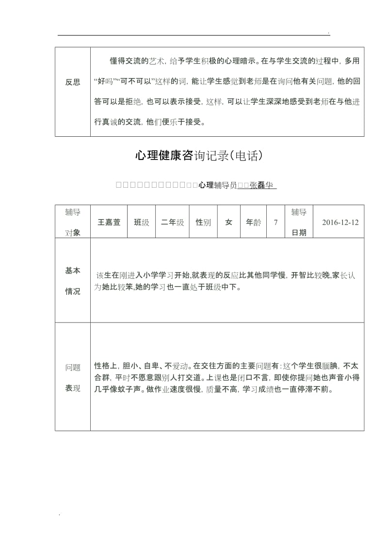 小学生心理健康教育辅导记录文稿表_第3页