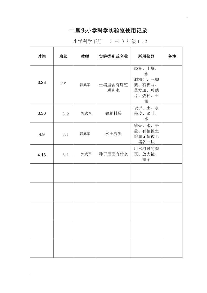 小学实验室使用记录表_第2页