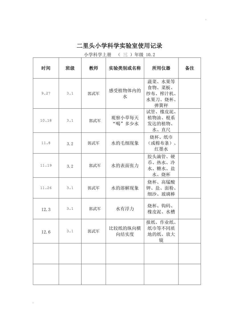 小学实验室使用记录表_第3页