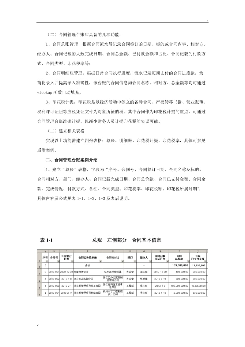 巧用EXCEL建立合同管理台帐并动态管理合同_第2页