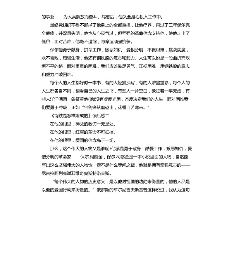 《钢铁是怎样炼成的》读后感5篇（三）_第2页