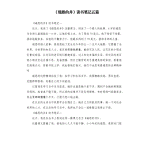 《瑞恩的井》讀書筆記五篇