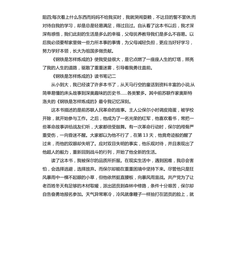 《钢铁是怎样炼成的》读书笔记5篇（八）_第2页