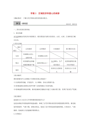 高中歷史 第一單元 古代中國(guó)的農(nóng)耕經(jīng)濟(jì) 3 區(qū)域經(jīng)濟(jì)和重心的南移學(xué)案 岳麓版必修2