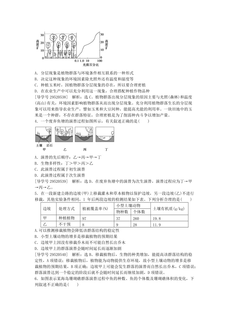 高考生物总复习 第9单元 第31讲 群落的结构群落的演替练习_第2页