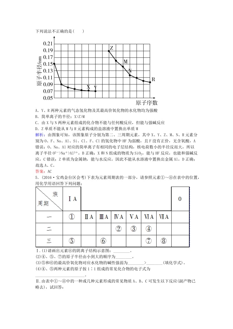 高考化学一轮复习 专题7《物质结构+元素周期律》考点3《元素周期表和元素周期律》_第2页