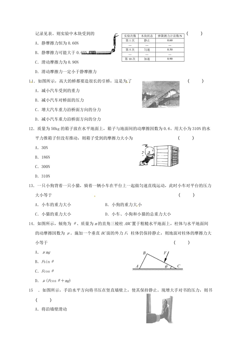 高三物理二轮复习 专题2 相互作用练习_第3页