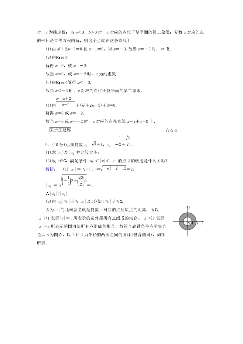 高中数学 第三章 数系的扩充与复数的引入 3_1_2 复数的几何意义高效测评 新人教A版选修2-2_第3页