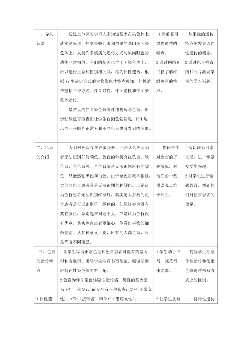 高中生物 第二章 第三节《伴性遗传》教学设计 新人教版必修21_第2页