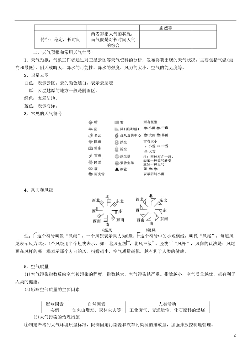 怀化专版2017中考地理命题研究教材知识梳理七年级第4章世界的气候第1课时天气和气候气温和降水精讲精练_第2页