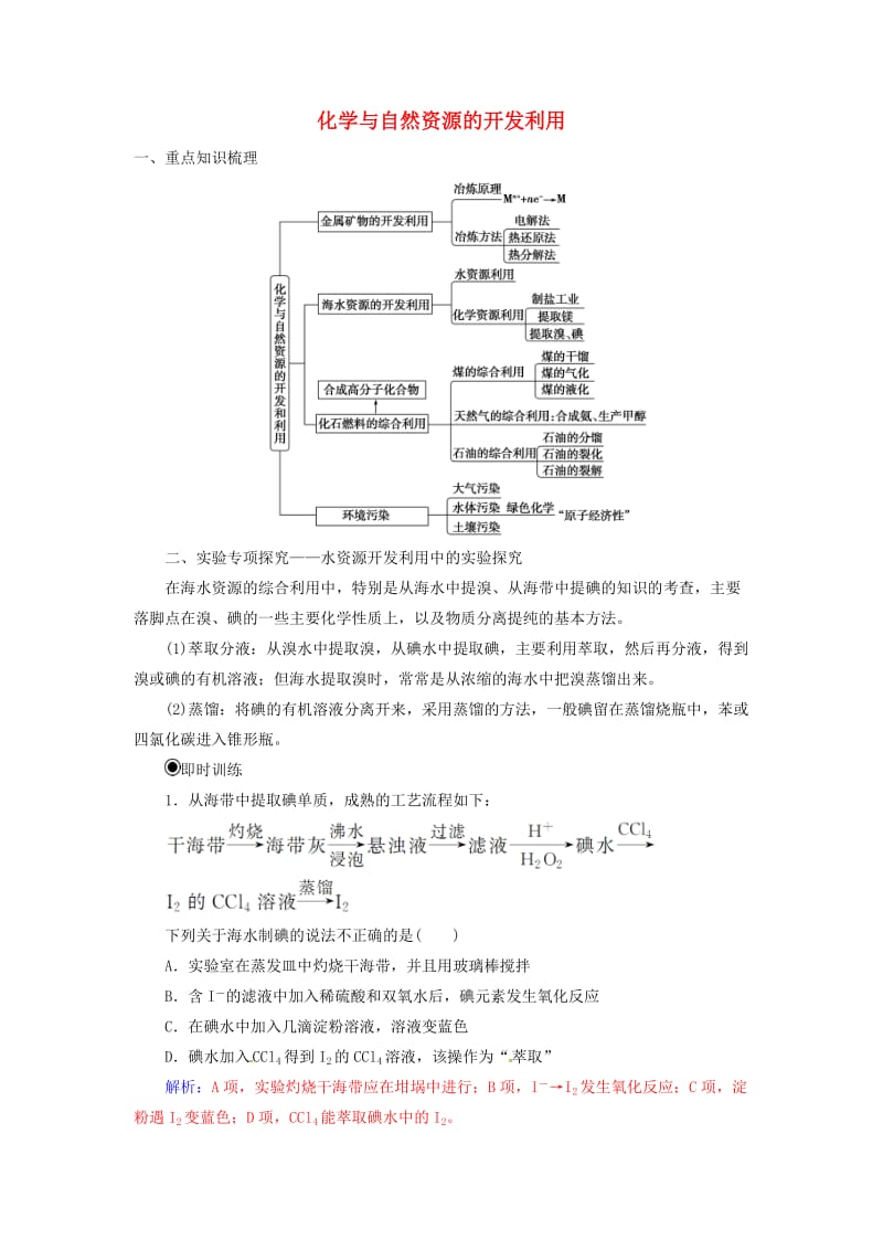 高中化学 第四章 化学与自然资源的开发利用章末系统总结 新人教版必修2_第1页