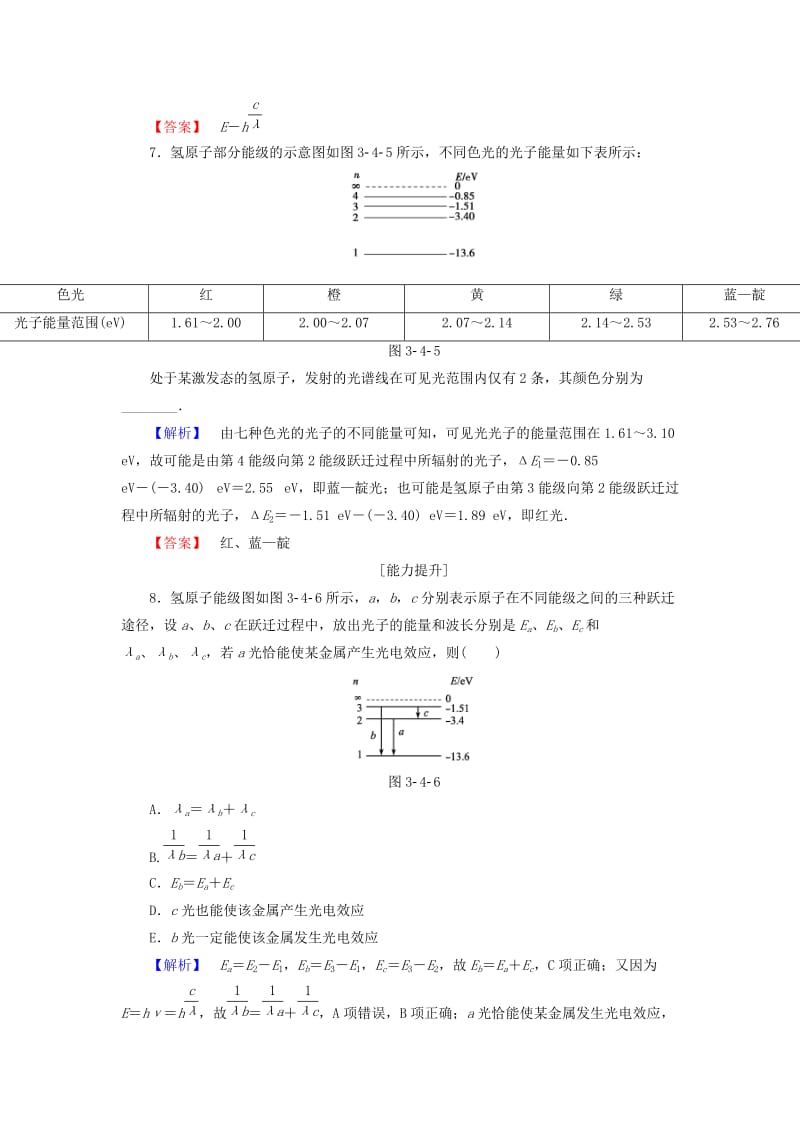 高中物理 第3章 原子结构之谜 第4节 原子的能级结构学业分层测评 粤教版_第3页