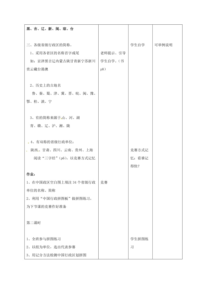 八年级地理上册 1_2 中国的行政区划教案 （新版）湘教版_第3页