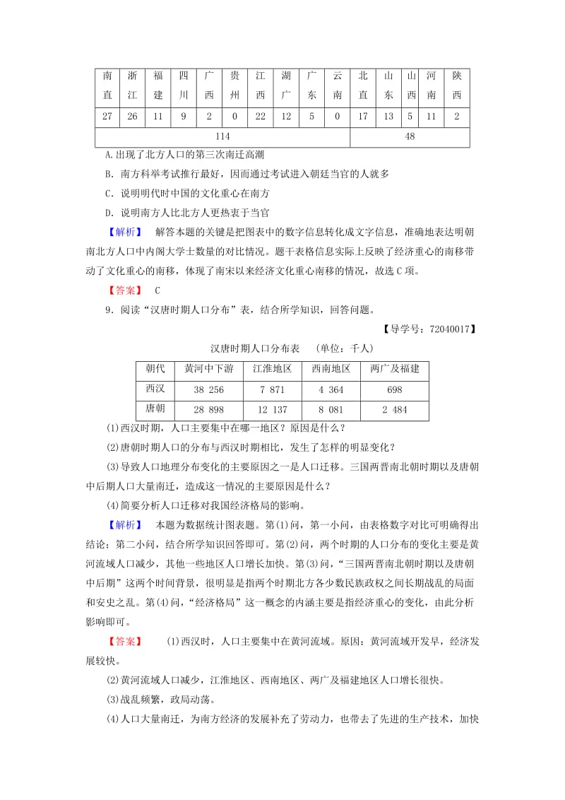 高中历史 第1单元 中国古代的农耕经济 学业分层测评3 区域经济和重心的南移 岳麓版必修1_第3页