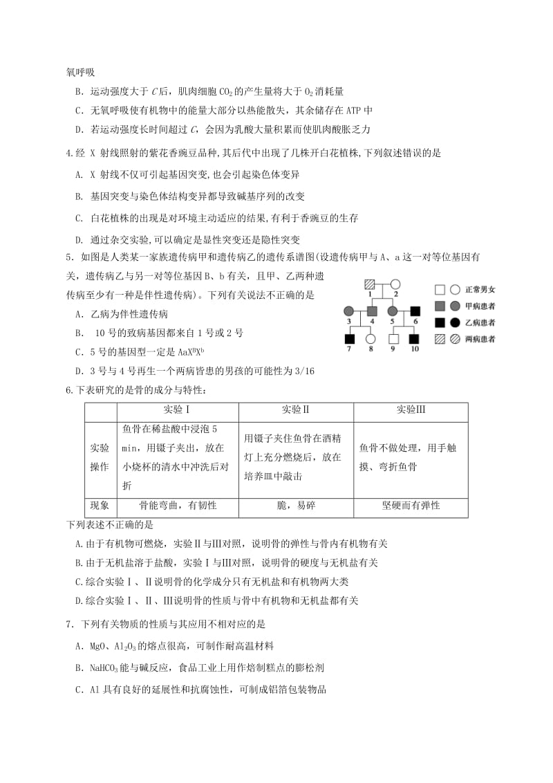 高三理综下学期入学考试试题_第2页