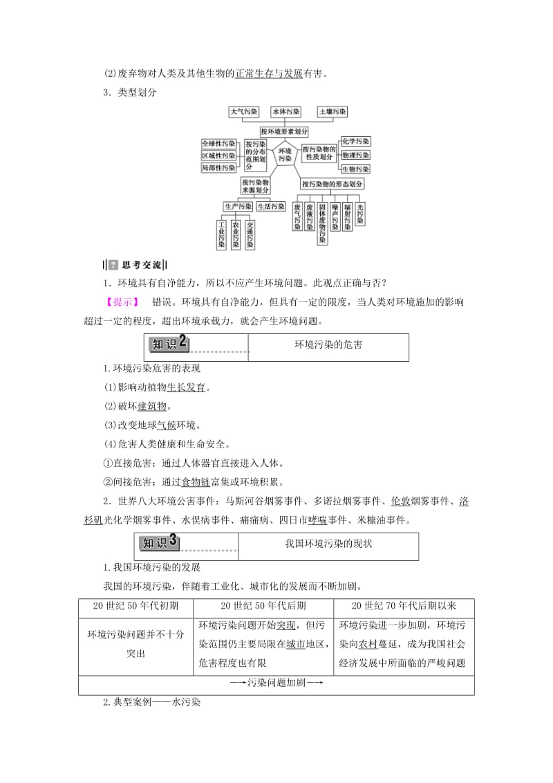 高中地理 第3单元 环境污染与防治 第1节 环境污染教案鲁教版选修6_第2页