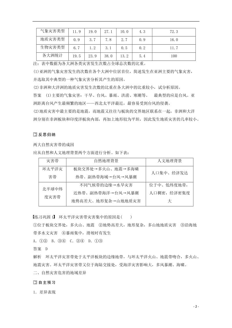 高中地理 第三单元 第一节 自然灾害的地域差异课时作业 鲁教版选修5_第2页