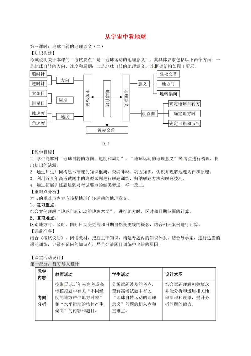 高考地理一轮复习 从宇宙中看地球（第3课时）教案1_第1页