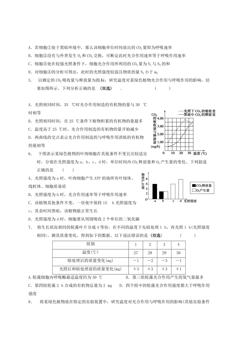 高三生物 光合作用复习学案3_第3页