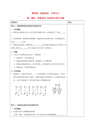 高三物理一輪復(fù)習(xí) 第四章 曲線運(yùn)動(dòng) 萬(wàn)有引力（第1課時(shí)）曲線運(yùn)動(dòng) 運(yùn)動(dòng)的合成與分解學(xué)案