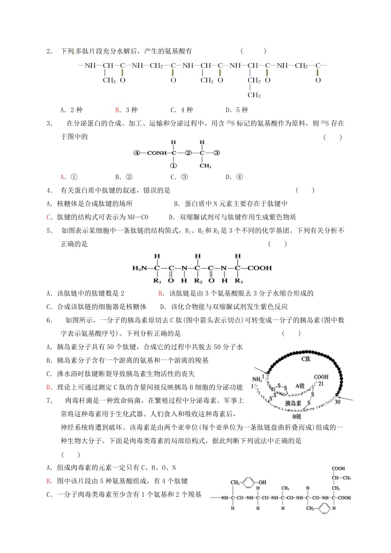 高三生物 蛋白质复习学案_第3页