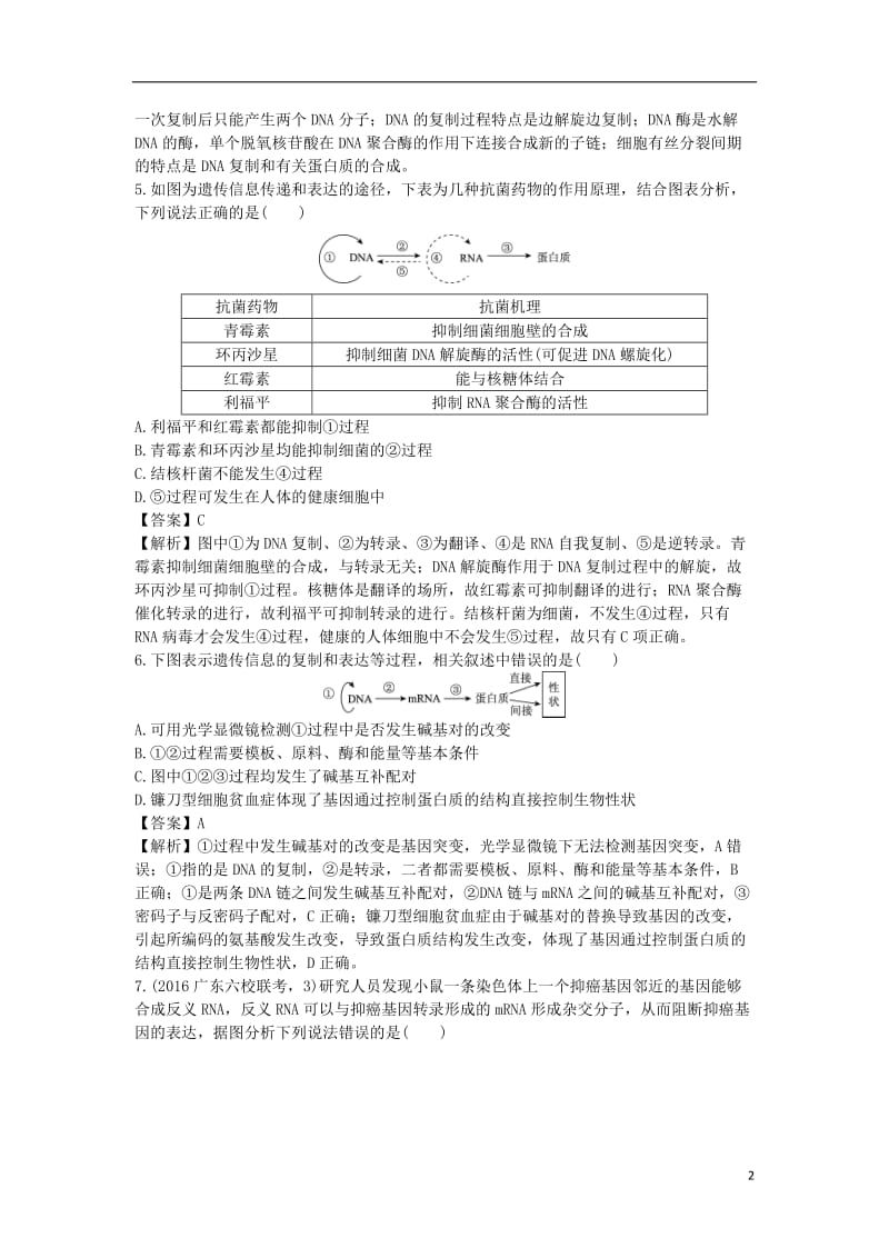 新高考2017届高考生物二轮复习专题突破综练专题5遗传的分子基础_第2页