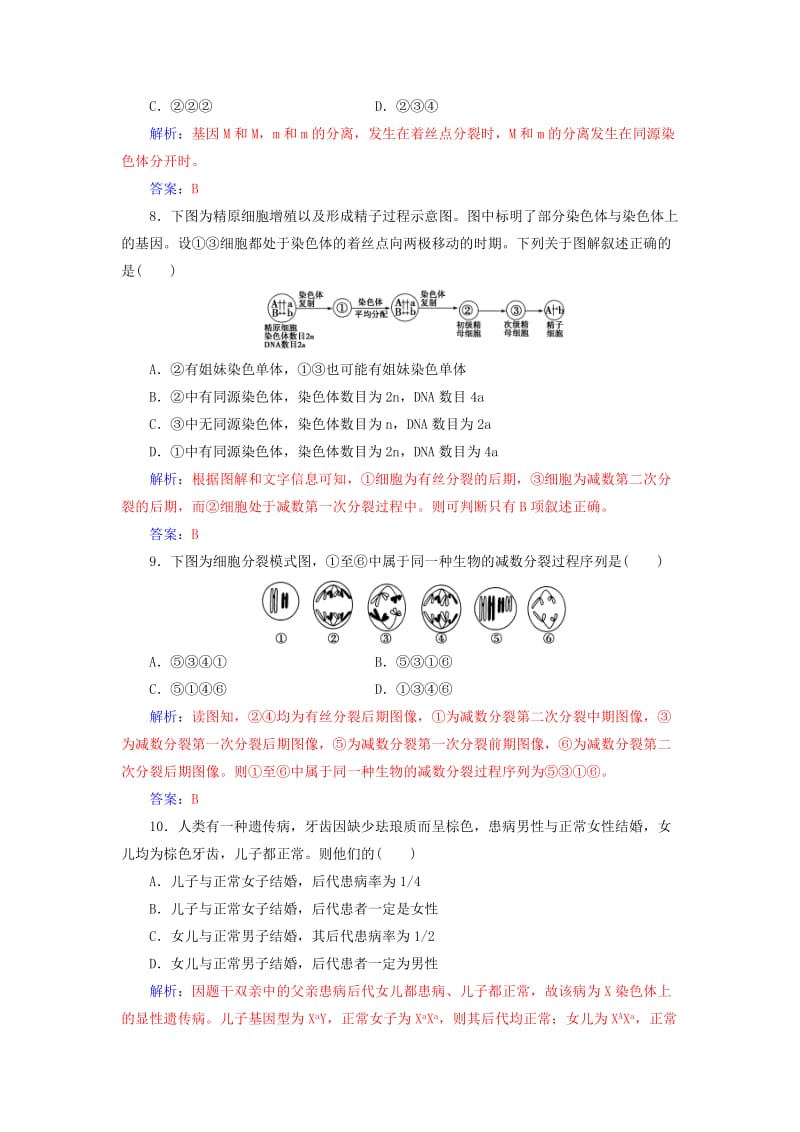 高中生物 第2章 基因和染色体的关系章末评估检测 新人教版必修2_第3页