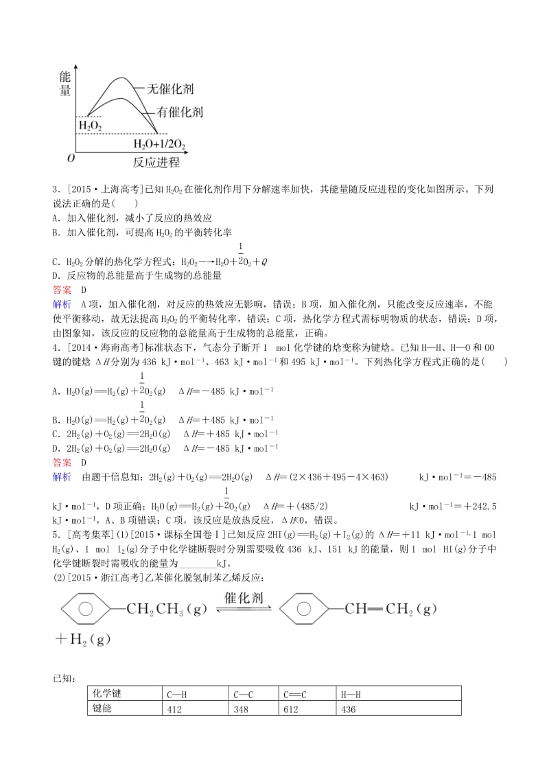 高考化学一轮复习 6.1 化学反应与能量变化实战训练_第2页