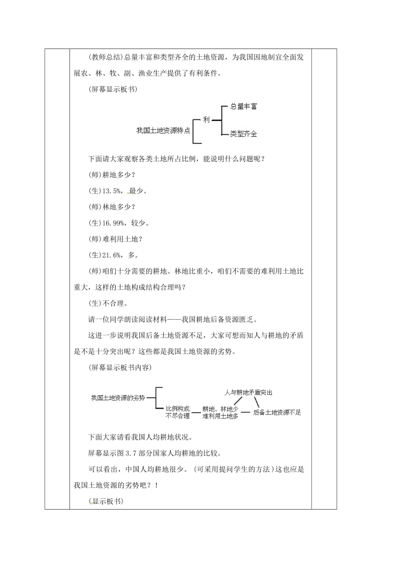 八年级地理上册 第三章 第二节 土地资源教案 新人教版_第3页