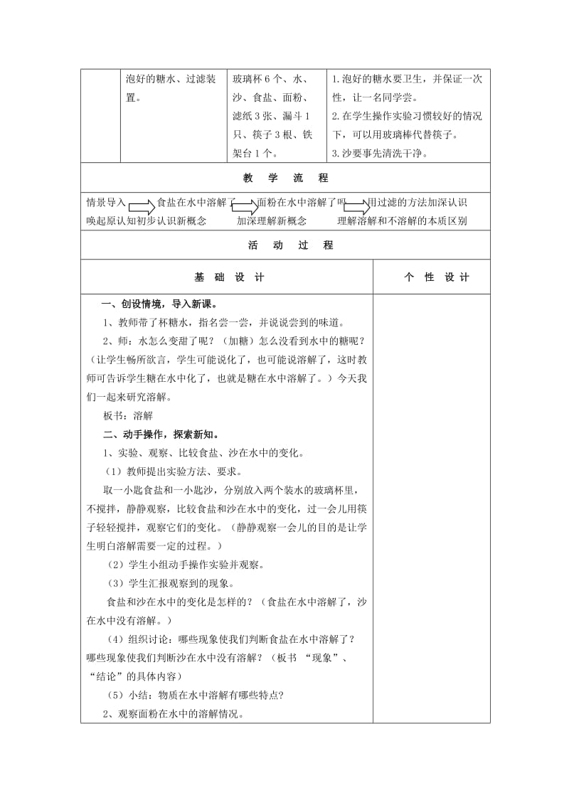 四年级科学上册 2_1《水能溶解一些物质》教案 （新版）教科版_第2页