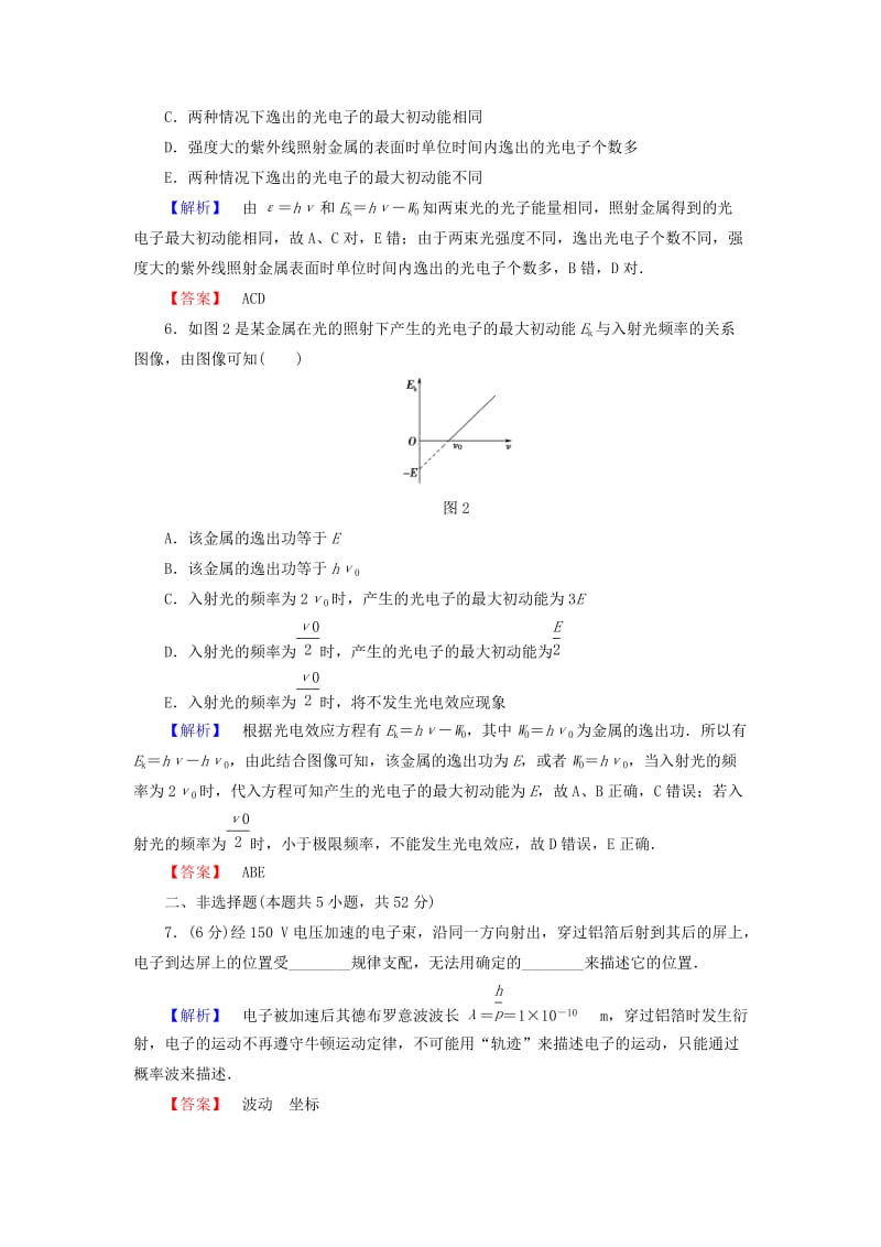 高中物理 第4章 波粒二象性章末综合测评 教科版选修3-5_第3页